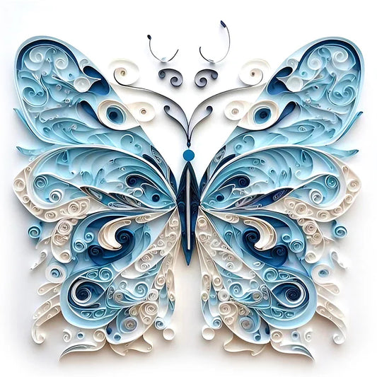 DIY Quilling Paper Art Kit - Blue Butterfly (Tool Set Included)